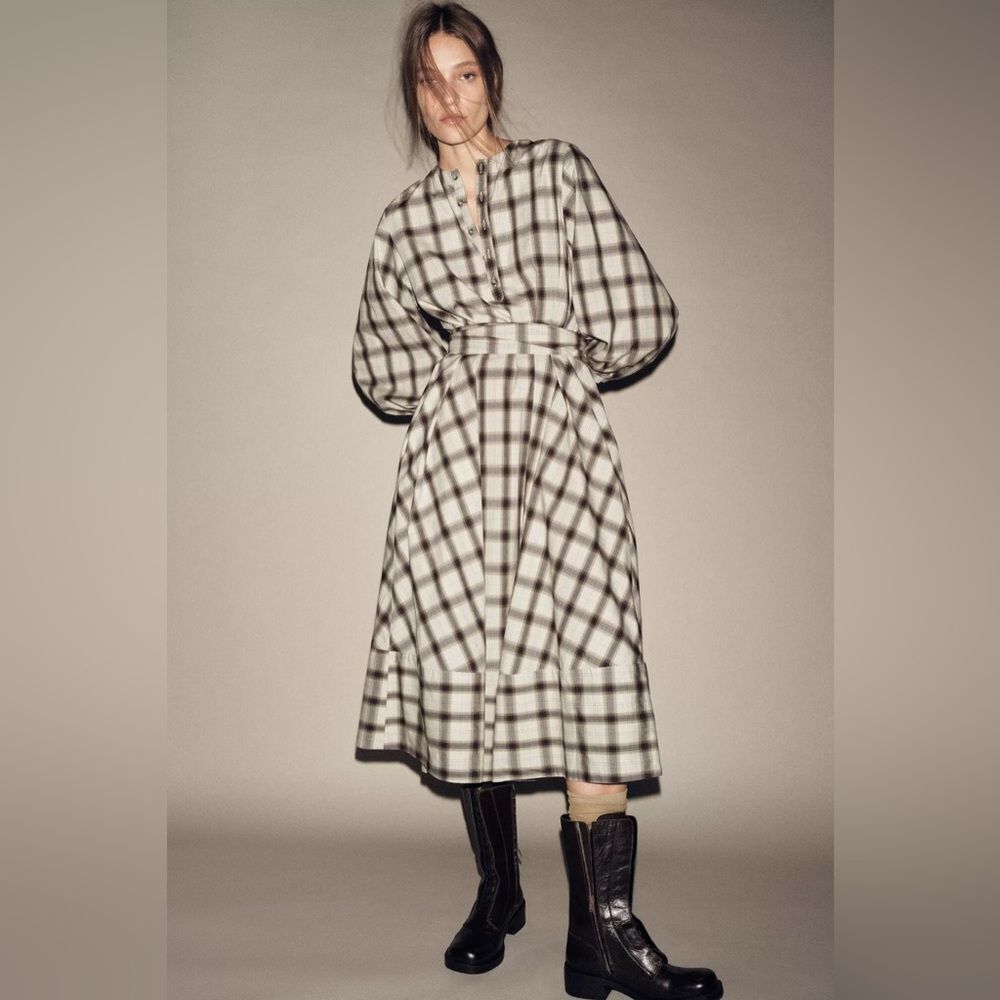 ZARA ZW COLLECTION PLAID SHIRT DRESS